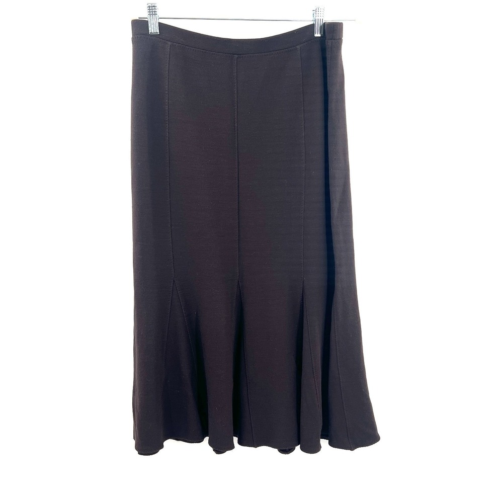 Eileen Fisher Godet wool skirt chocolate brown full circle a-line mermaid maxi M